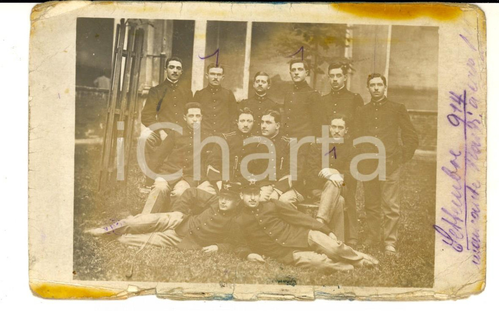 Fotografia d epoca originale 1914 REGIO ESERCITO Giovani ufficiali di SanitÃ  Foto cartolina DANNEGGIATA 1