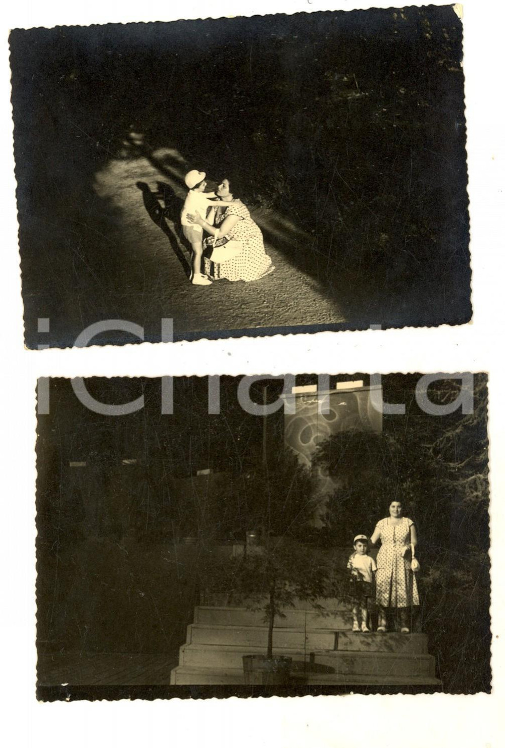 Fotografia d epoca originale 1950 ca LUGANO CH Una madre con il suo bambino Lotto 2 foto VINTAGE 11x8 cm 1