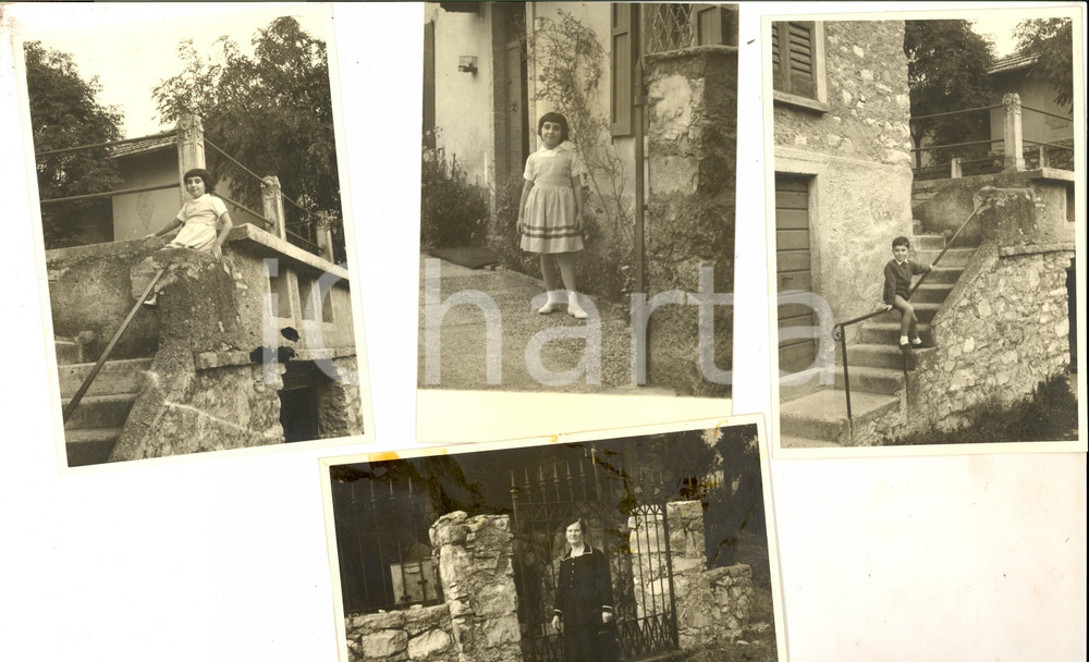 Fotografia d epoca originale 1950 ca ESINO LARIO Ritratto di due fratellini con la nonna Lotto 4 foto 15x10 1