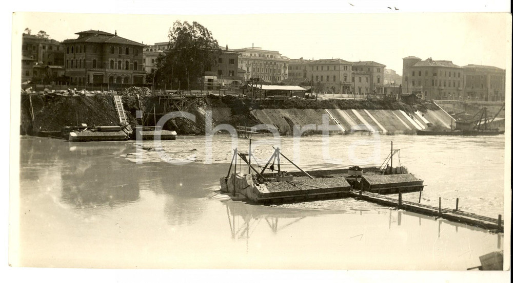 Fotografia d epoca originale 1935 ca ROMA Lavori agli argini sul Lungotevere Foto ISTITUTO LUCE 23x13 cm 1