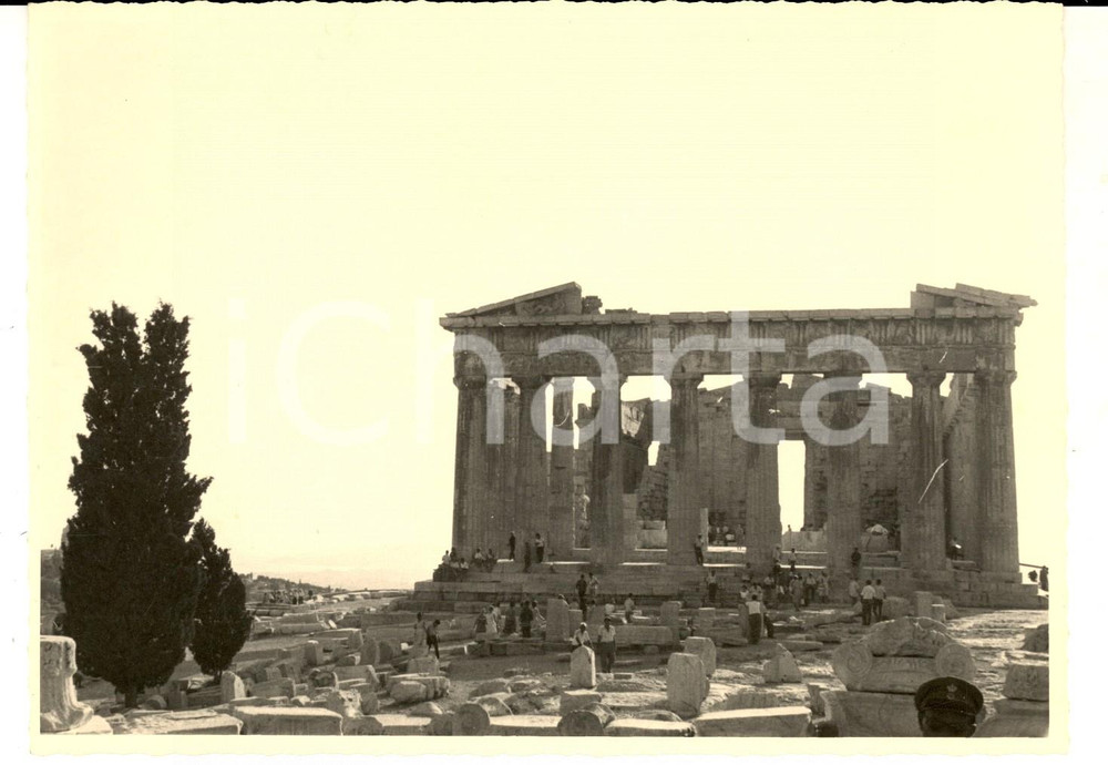 Fotografia d epoca originale 1961 ATENE Turisti in visita al Partenone Fotografia VINTAGE 18x12 cm 1