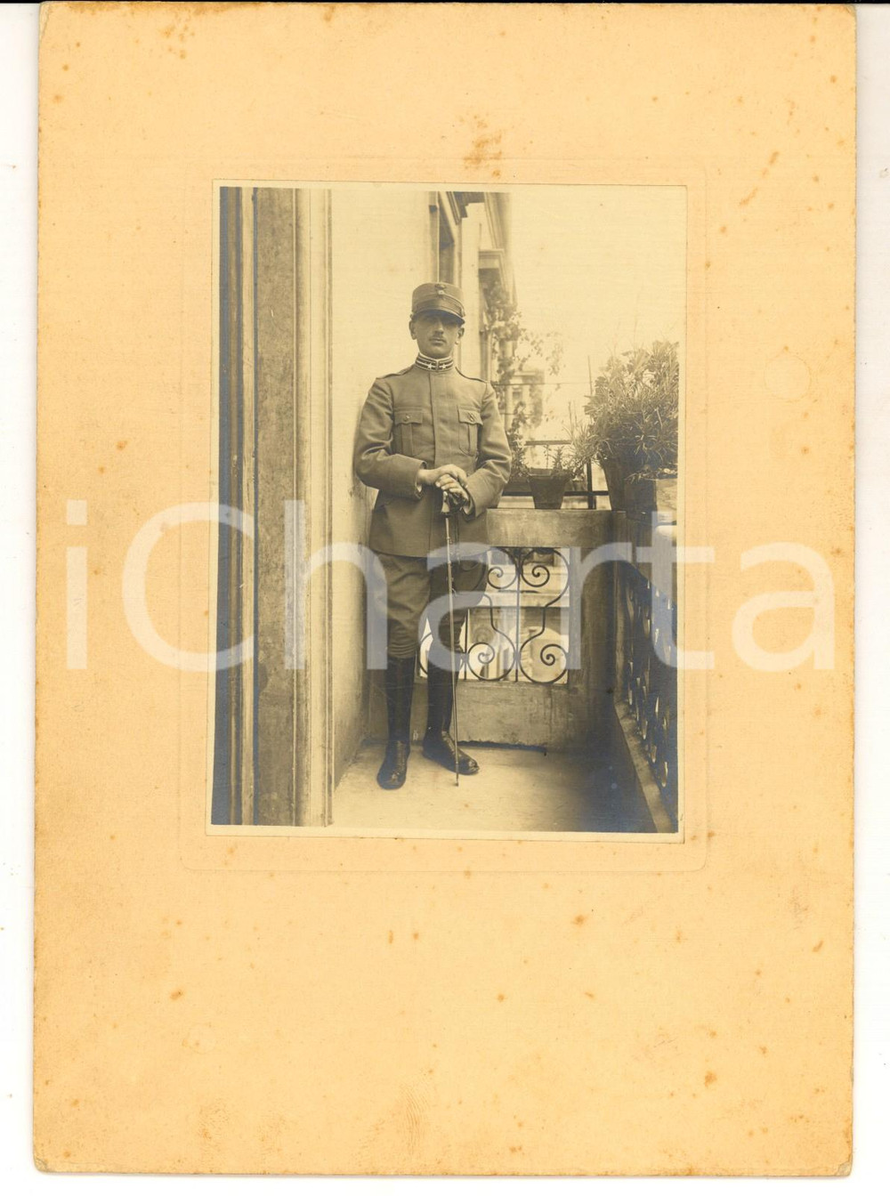 Fotografia d epoca originale 1915 MILANO Ritratto di ufficiale del 65Â° Fanteria  Famiglia ZANONI Foto 14x20 1