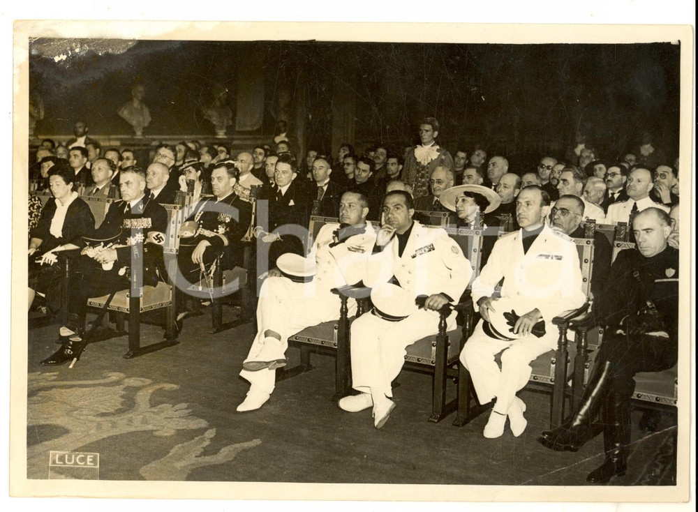 Fotografia d epoca originale 1940 ca ROMA Galeazzo CIANO a una cerimonia con alti ufficiali nazisti Foto LUCE 1