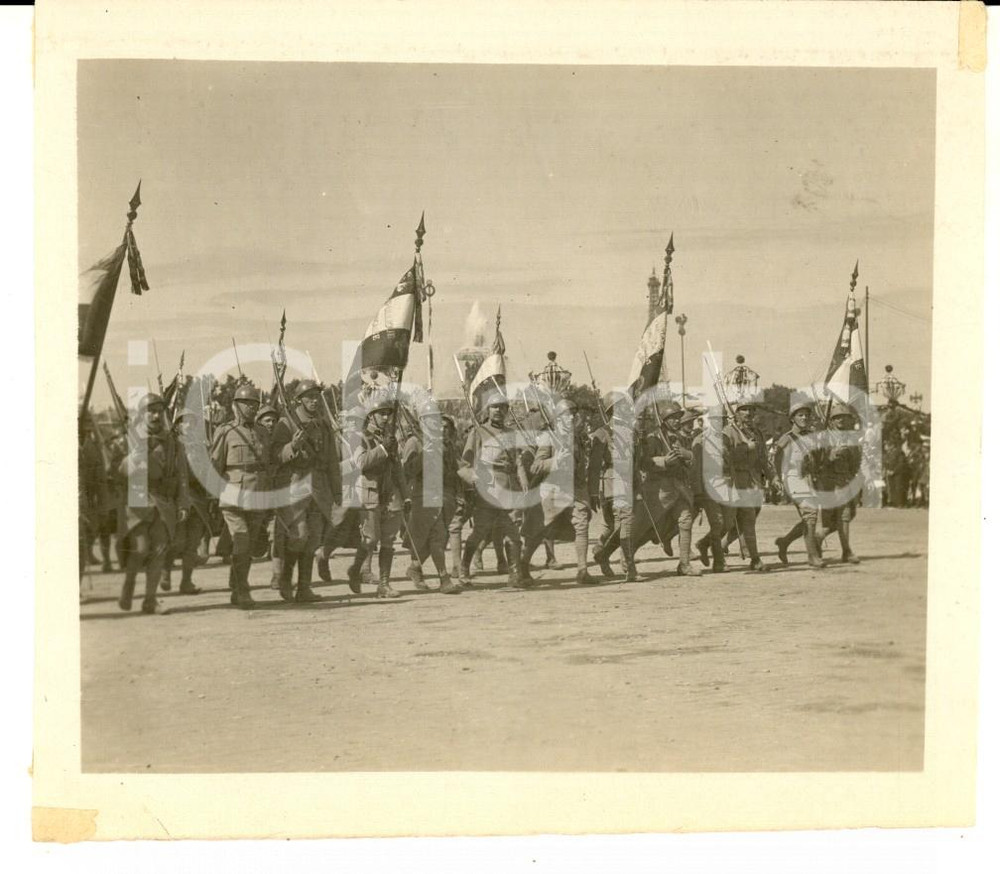 Fotografia d epoca originale 1919 PARIS FÃªtes de la Victoire  Sfilata di un battaglione Foto 12x11 1