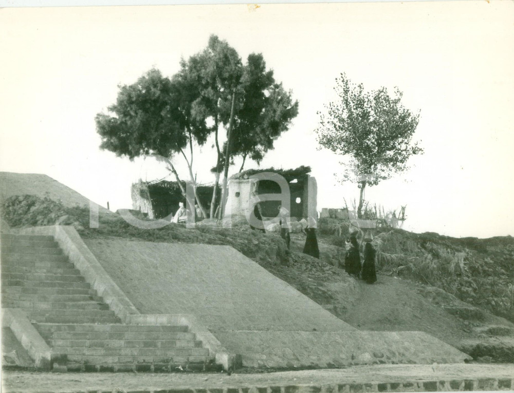 Fotografia d epoca originale 1950 ca IL CAIRO EGITTO Donne  portano acqua al villaggio con brocche in testa 1