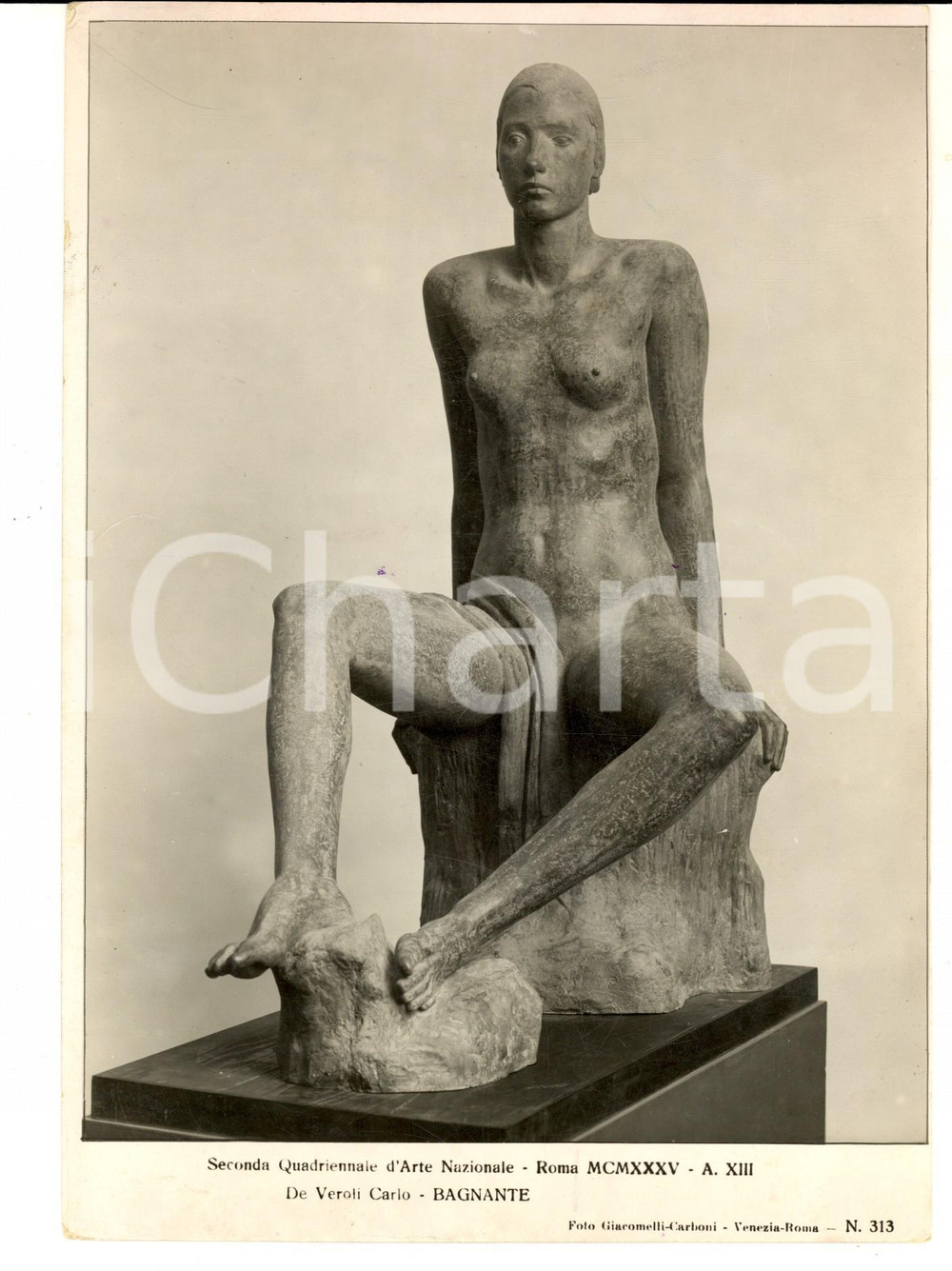 Fotografia d epoca originale 1935 ROMA Quadriennale d Arte  Carlo DE VEROLI Brigante Foto della scultura 1