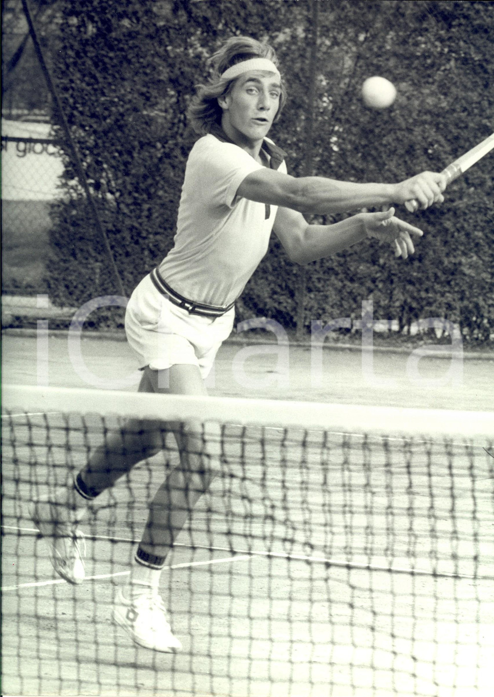 Fotografia d epoca originale 1980 ca TENNIS ITALIA Ritratto di Fabrizio DAVID in partita Foto 24x30 cm 1