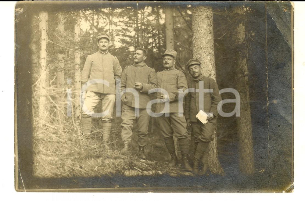 Fotografia d epoca originale 1915 ca WW1 REGIO ESERCITO Soldati del 39Â° fanteria in un bosco Foto 14x9 1