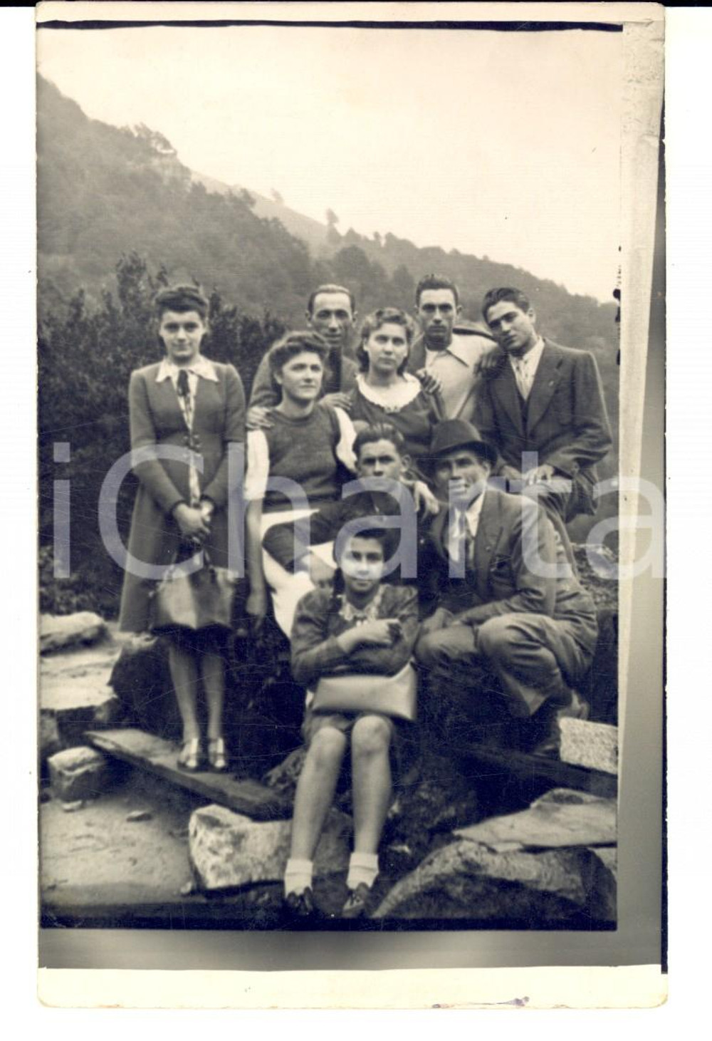 Fotografia d epoca originale 1939 OROPA Gruppo di giovani escursionisti Foto VINTAGE 9x14 cm 1