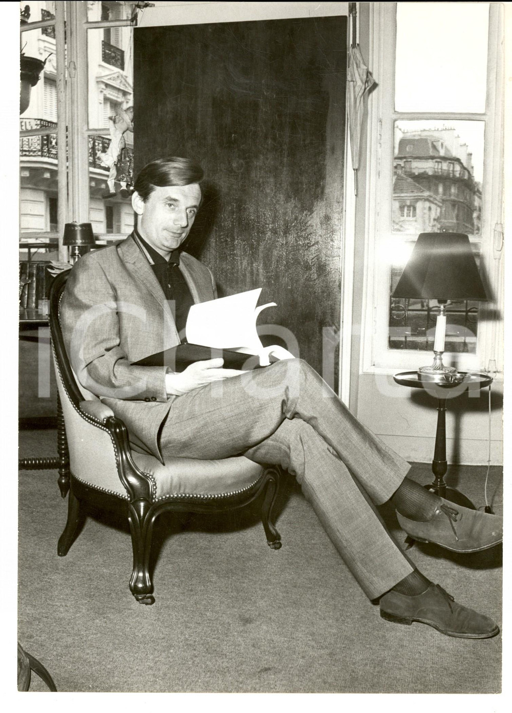 Fotografia d epoca originale 1960 ca PARIS Ritratto di scrittore francese Fotografia 18x26 1