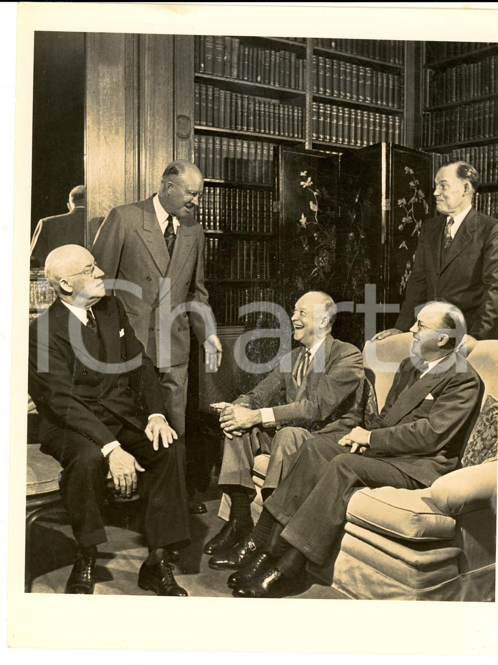 Fotografia d epoca originale 1948 NEW YORK COLUMBIA University  The five EISENHOWER brothers Photo 20x26 1