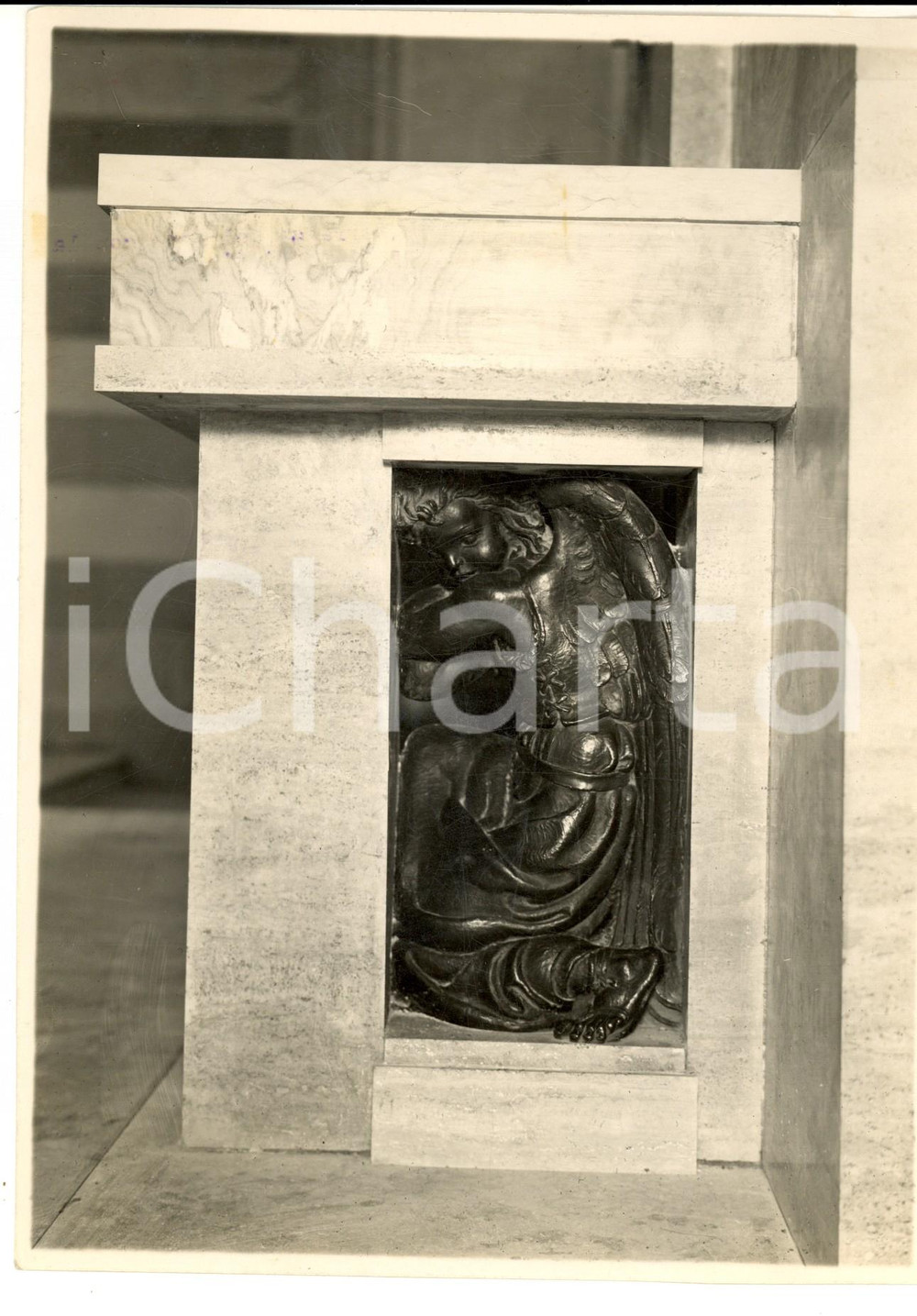 Fotografia d epoca originale 1940 ca ARTE ITALIANA Bassorilievo di un altare Foto BELPASSI 16x23 cm 1