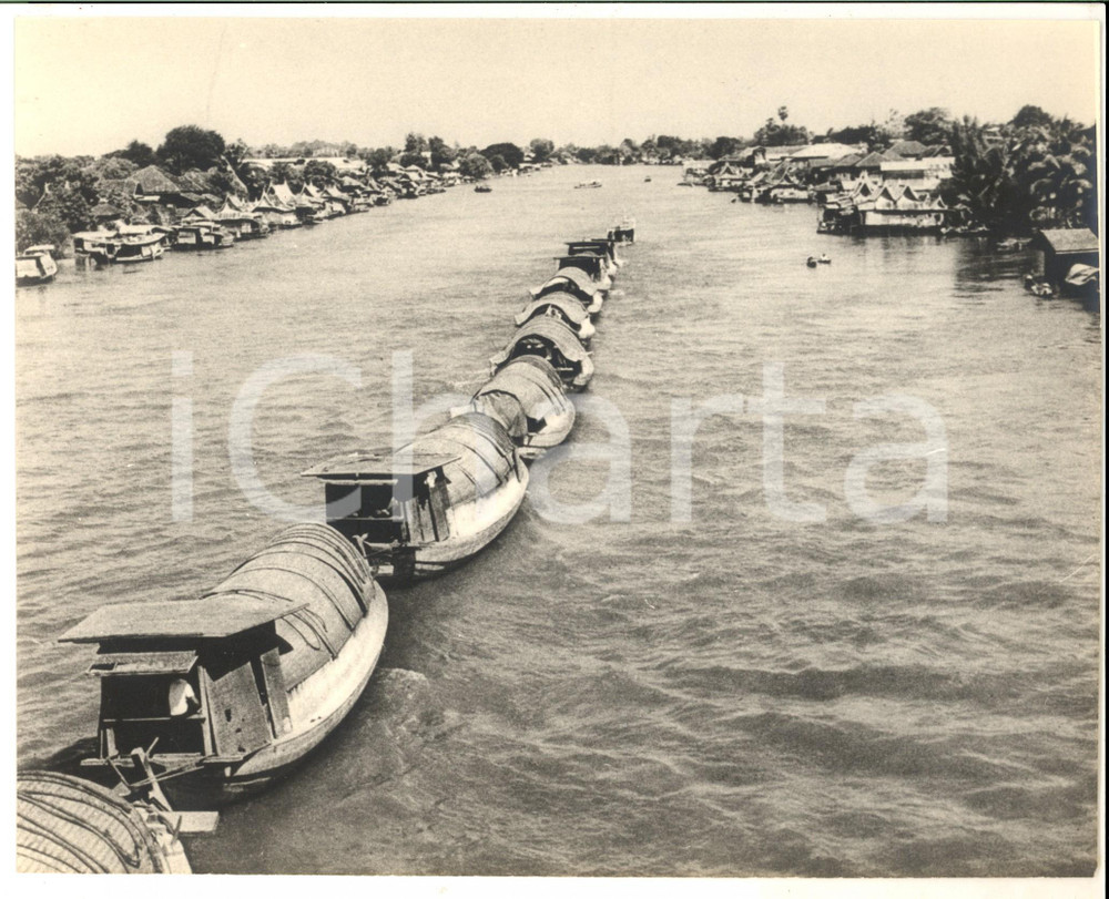 Fotografia d epoca originale 1967 THAILANDIA Chiatte sul CHAO PHRAYA Fotografia ARTISTICA 26x20 cm 1
