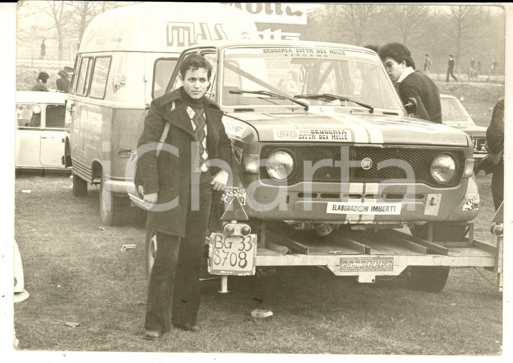 Fotografia d epoca originale 1970 ca RALLY Auto della Scuderia CITTA  DEI MILLE  BERGAMO Foto 15x10 1