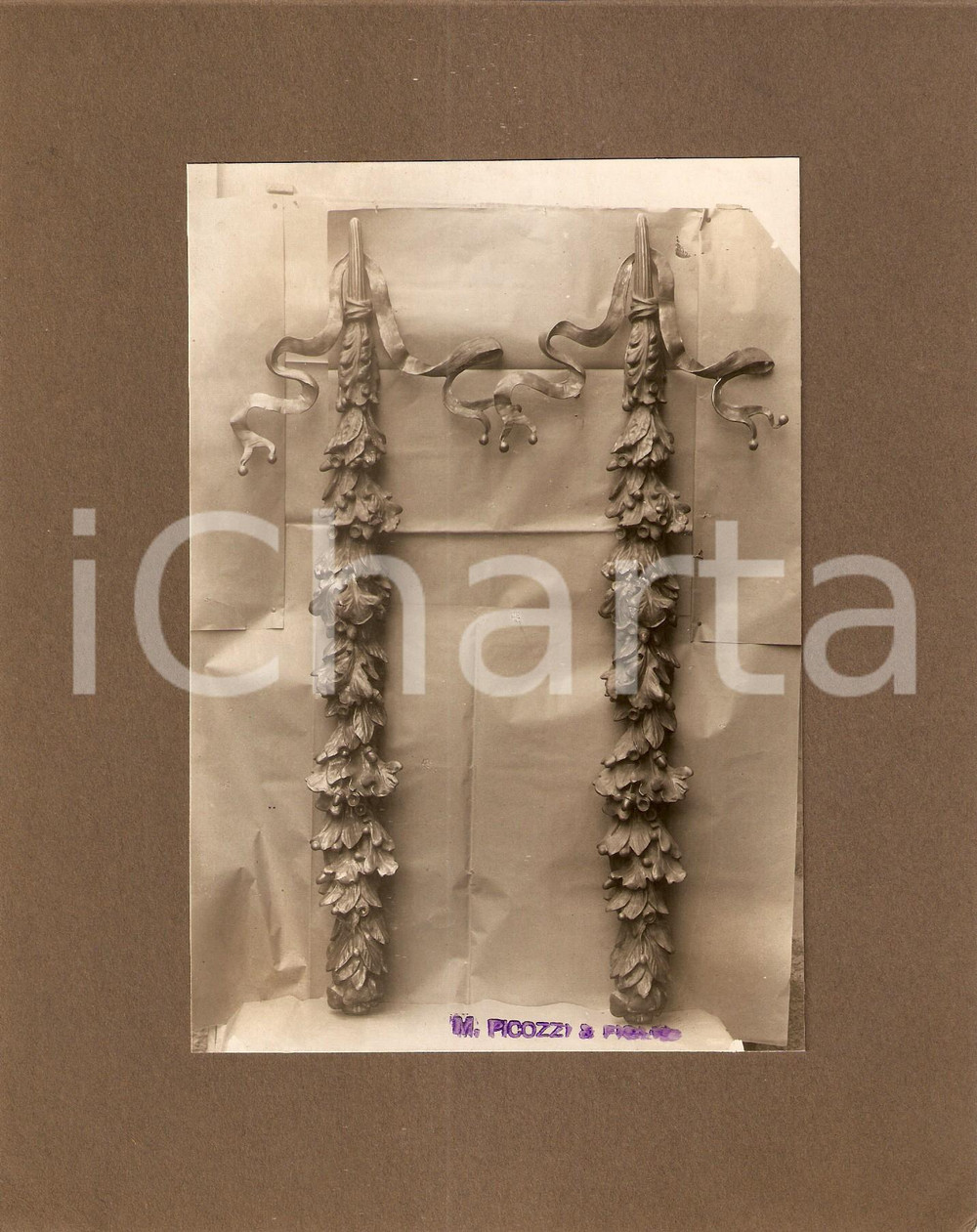 Fotografia d epoca originale 1940 ca MILANO ? Ditta PICOZZI e figlio Decorazioni in ferro battuto Foto 1