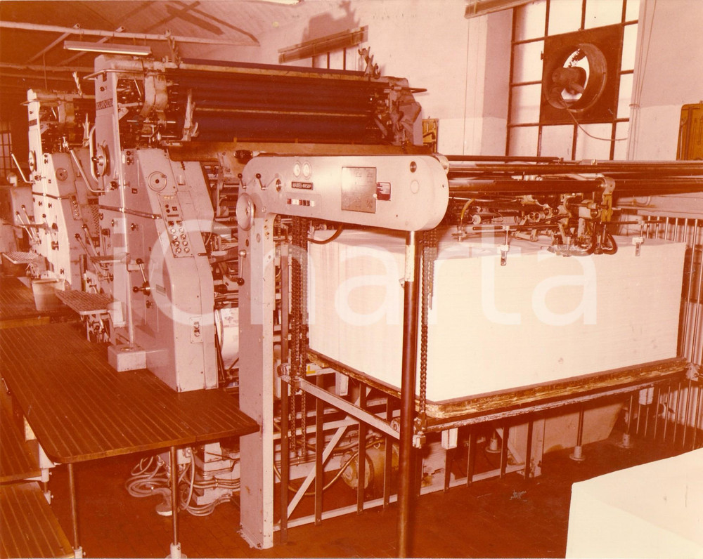 Fotografia d epoca originale 1975 ca PAVIA Tipografia Mario PONZIO Stampa offset ROLAND 160 Foto 1