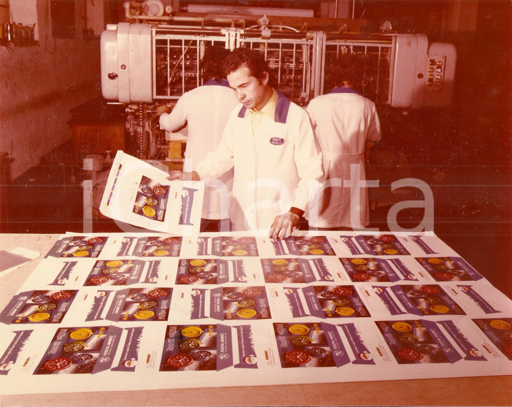 Fotografia d epoca originale 1970 ca PAVIA Tipografia Mario PONZIO Prove stampa offset con ROLAND 160 Foto 1