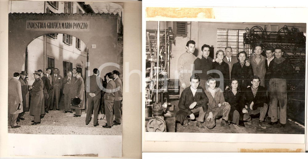 Fotografia d epoca originale 1969 PAVIA Industria Grafica Mario PONZIO Inaugurazione macchinari FRONTE RETRO 1