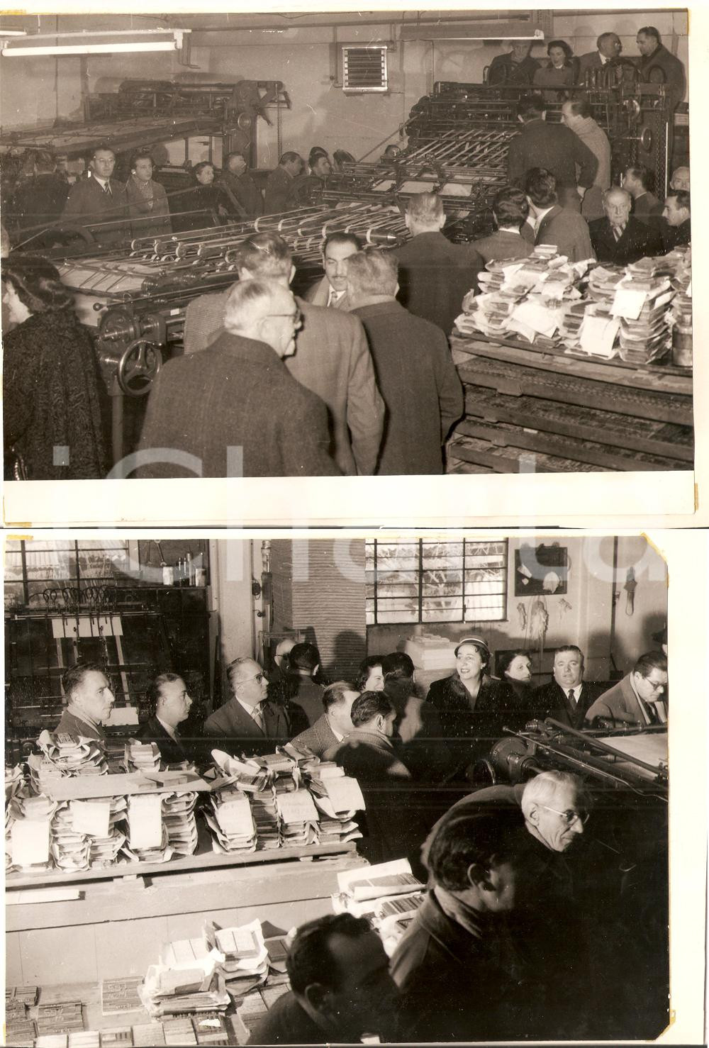 Fotografia d epoca originale 1955 PAVIA Tipografia Mario PONZIO Nuovi macchinari per la stampa FRONTE RETRO 1