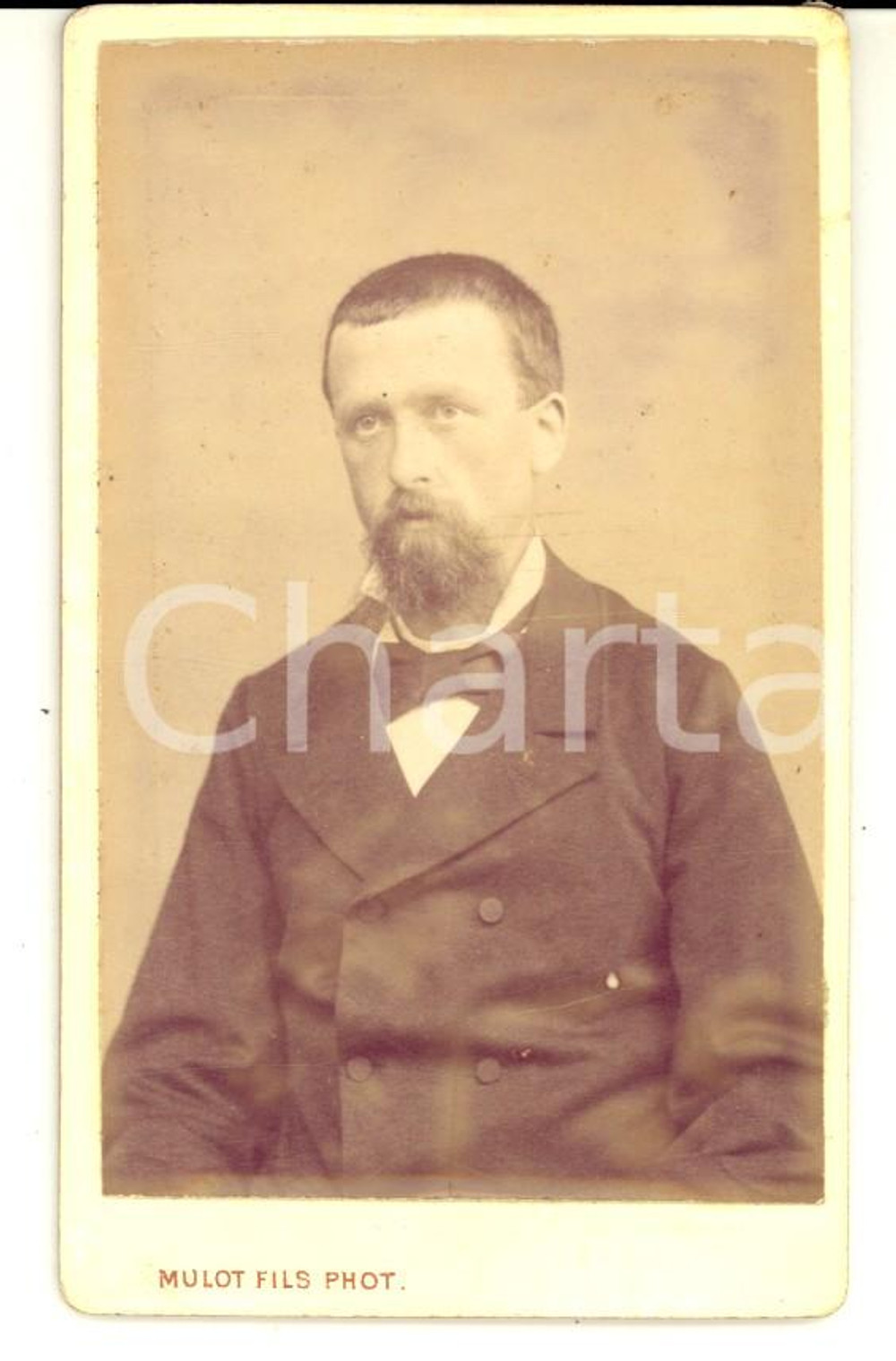 Fotografia d epoca originale 1890 ca PARIS Ritratto di giovane uomo in abito scuro Fotografia MULOT Fils CDV 1
