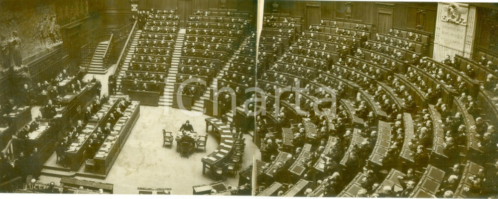 Fotografia d epoca originale 1939 ROMA Galeazzo CIANO si rivolge alla Camera Fasci e Corporazioni Foto DOPPIA 1