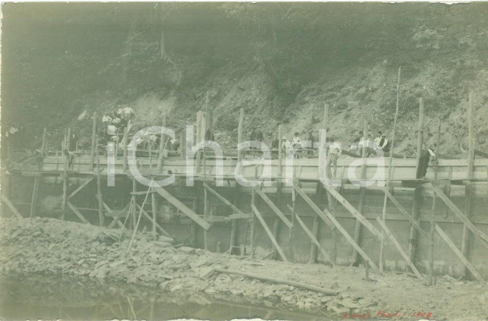 Fotografia d epoca originale 1908 TROY PENNSYLVANIA USA Costruzione Long s Pond Drive Fotocartolina 1