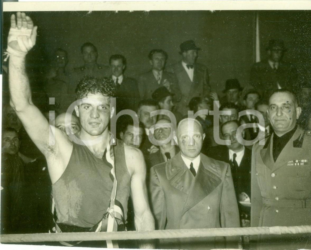 Fotografia d epoca originale 1940 MILANO Boxe Pugile Adolfo CORNAGO con Rino PARENTI Fotografia 1