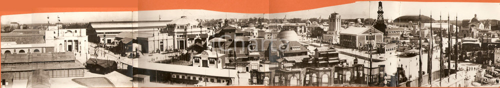Fotografia d epoca originale 1935 ca MILANO Veduta aerea della FIERA CAMPIONARIA Foto quadrupla DANNEGGIATA 1