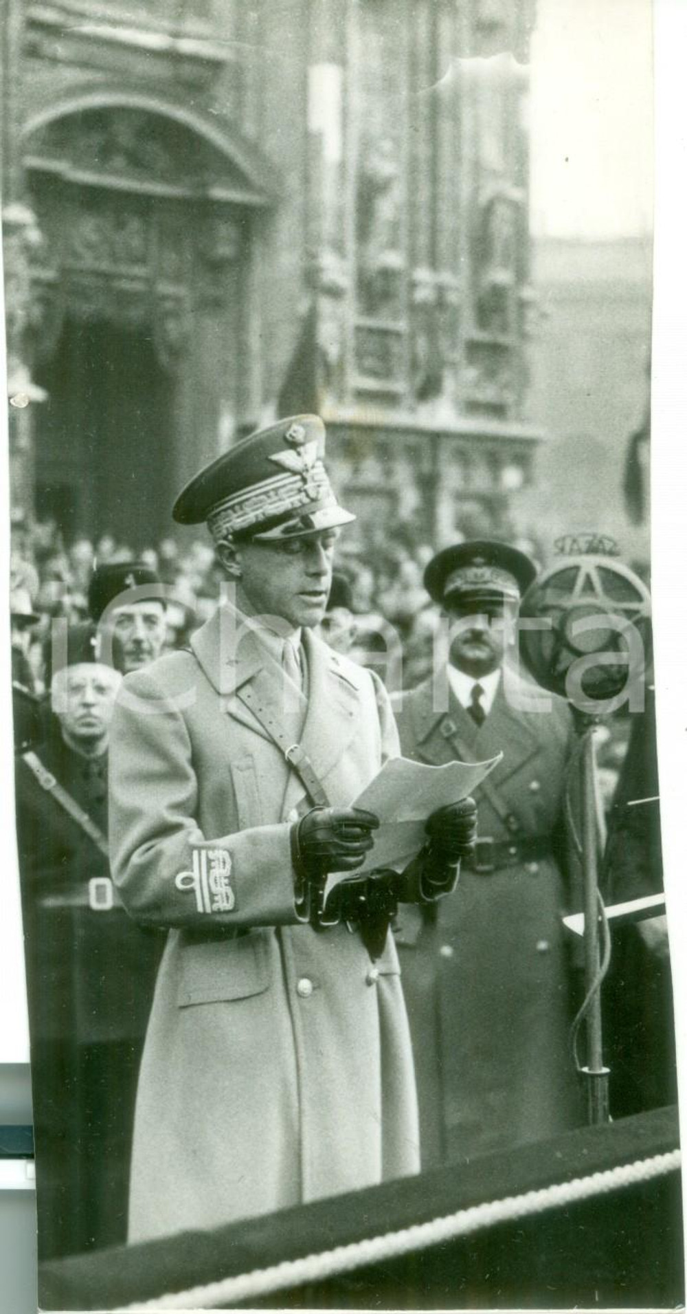 Fotografia d epoca originale 1937 MILANO La cerimonia del NASTRO AZZURRO in Piazza Duomo Fotografia 1