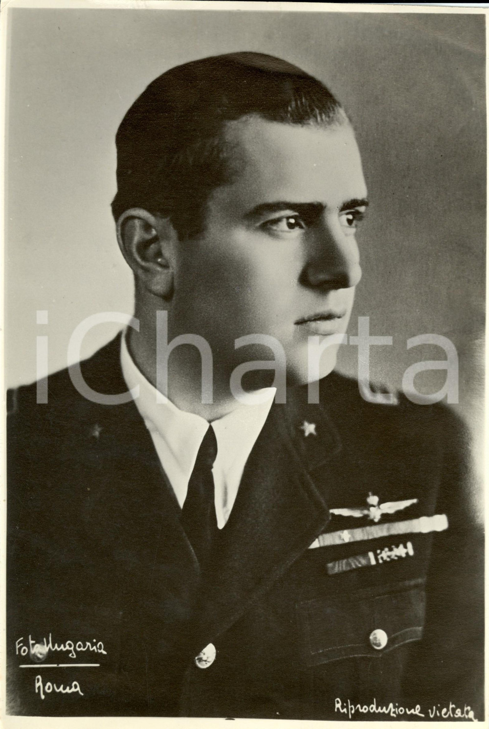 Fotografia d epoca originale 1941 ROMA Ritratto di Bruno MUSSOLINI in divisa da aviatore Foto 20 x 30 cm 1