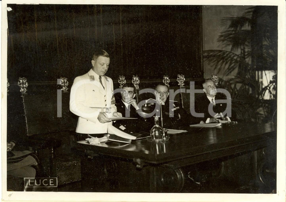 Fotografia d epoca originale 1939 ROMA Robert WAGNER inaugura Ente italiano scambi con la GERMANIA 1