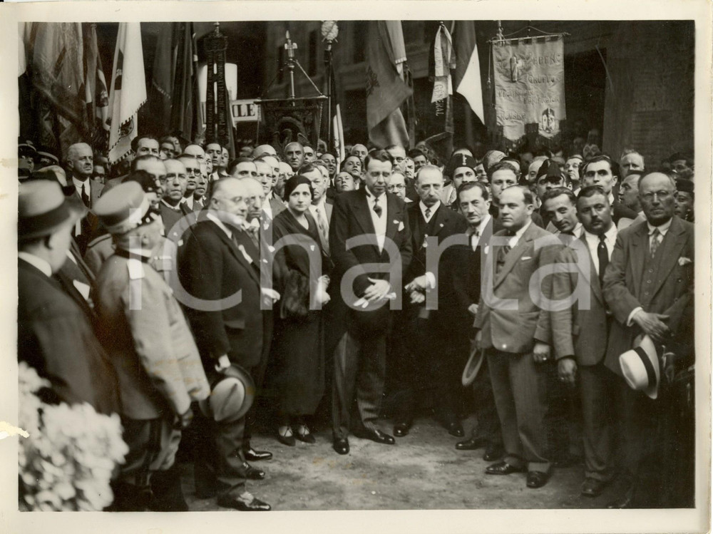 Fotografia d epoca originale 1932 ROMA MERCATI TRAIANEI AutoritÃ  a inaugurazione mostra mondiale PANE LUCE 1