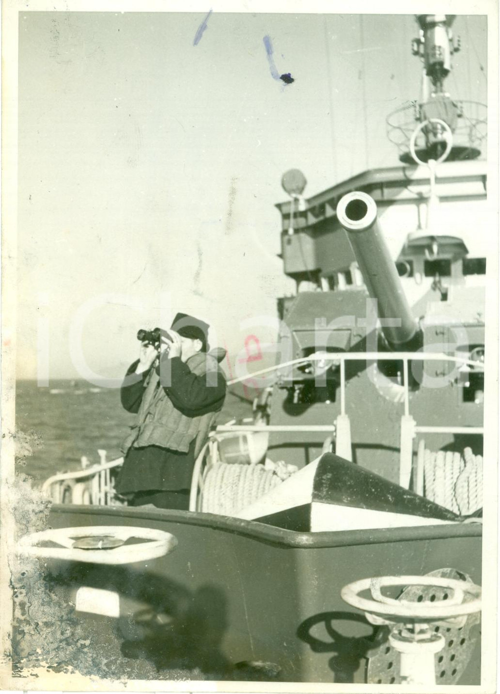 Fotografia d epoca originale 1943 GUERRA NAVALE ITALIANA WWII Corvette antisommergibili Foto DANNEGGIATA 1