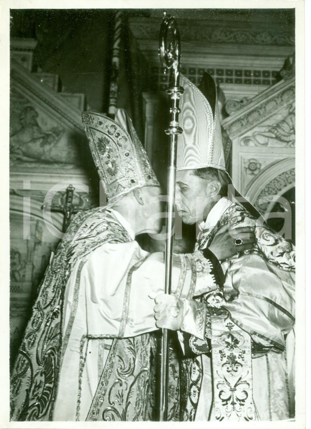Fotografia d epoca originale 1939 MILANO Card. Ildefonso SCHUSTER Mons. Domenico GRASSI vescovo missionario 1