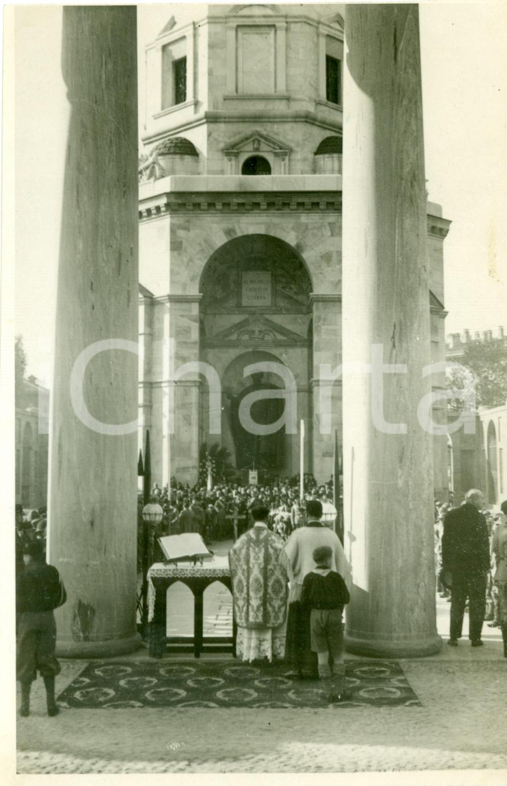 Fotografia d epoca originale 1932 MILANO SANT AMBROGIO Messa per i Caduti al Monumento Fotografia 1