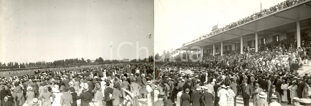 Fotografia d epoca originale 1934 MILANO IPPICA SAN SIRO Gran Premio MILANO Veduta pubblico Foto DOPPIA 1