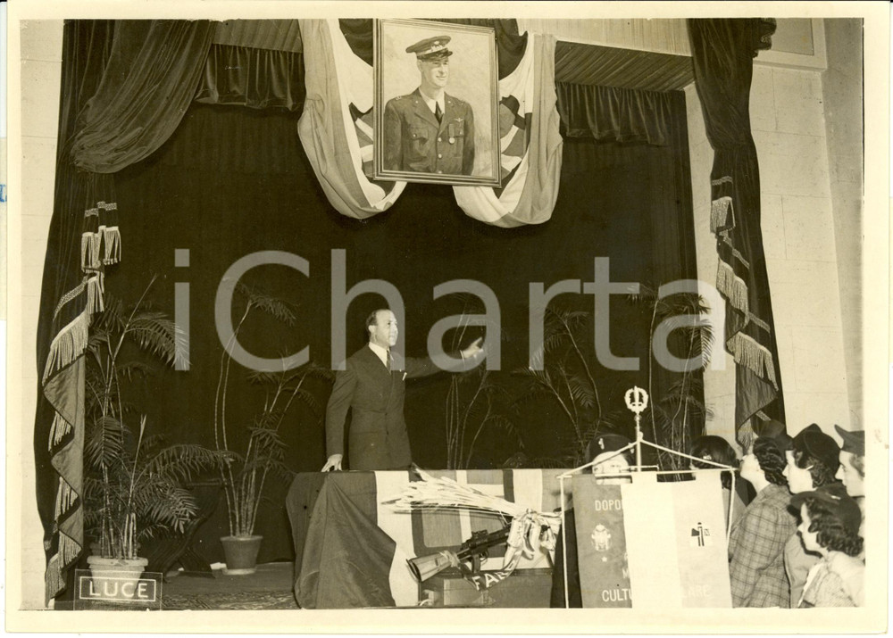 Fotografia d epoca originale 1937 MILANO Dino ALFIERI commemora vittoria al Ministero Cultura Popolare Foto 1