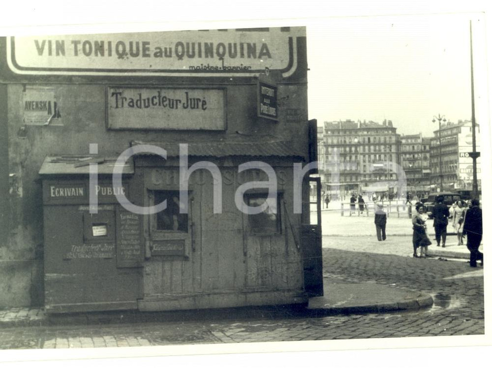 Fotografia d epoca originale 1938 MARSEILLE F Ecrivain public au fond de la CANEBIERE Photo 9 x 14 cm 1