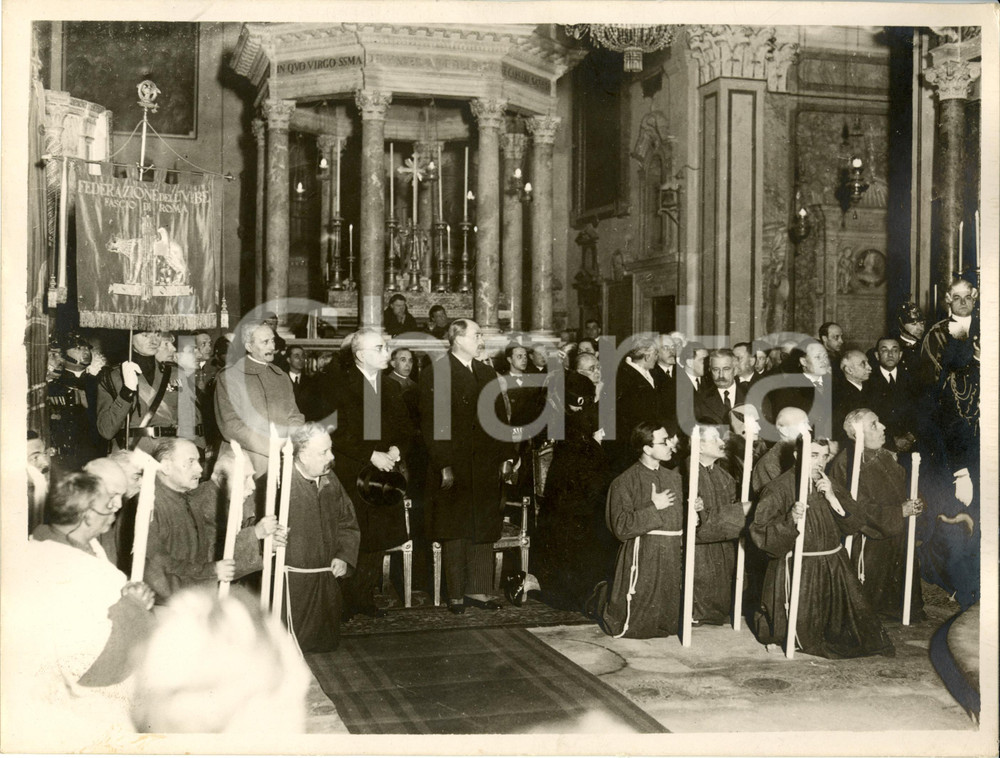 Fotografia d epoca originale 1929 ROMA Basilica SANTA MARIA ARACOELI AutoritÃ  celebrazione Patti Lateranensi 1