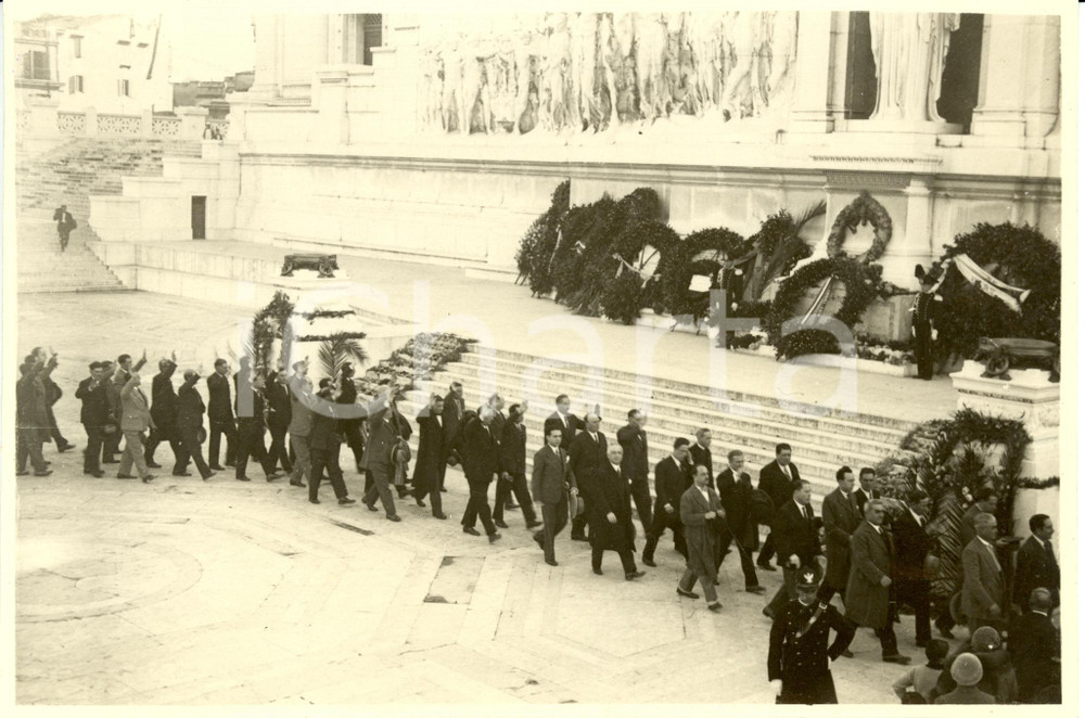 Fotografia d epoca originale 1930 ROMA Reduci BRIGATA LAZIO omaggio alla tomba del Milite Ignoto Fotografia 1