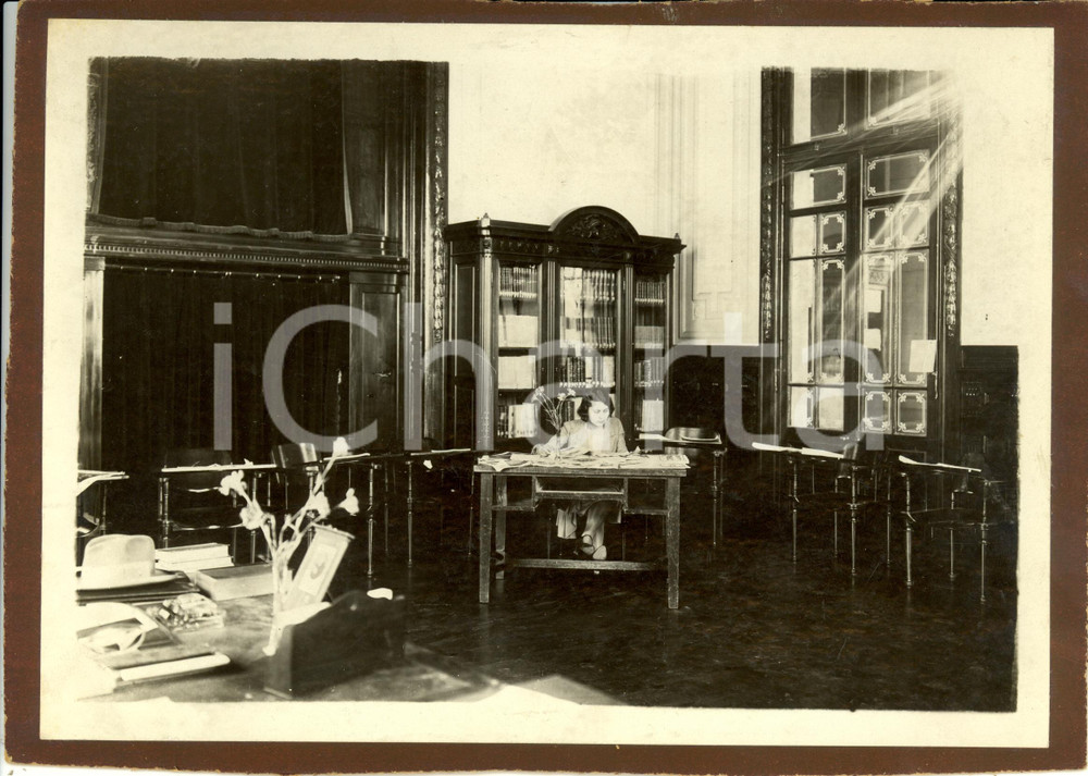 Fotografia d epoca originale 1930 ca SANTIAGO del CILE Biblioteca Nazionale  Sala ITALIA Foto su cartoncino 1