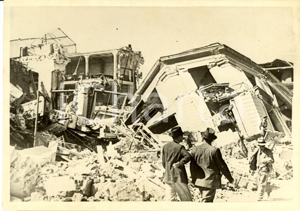 Fotografia d epoca originale 1939 CHILLAN CILE Macerie e devastazione dopo il terremoto Fotografia 1