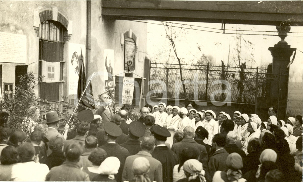 Fotografia d epoca originale 1936 MILANO Stabilimento EMILIO DAHO   Inaugurazione tavole marmoree Foto 1