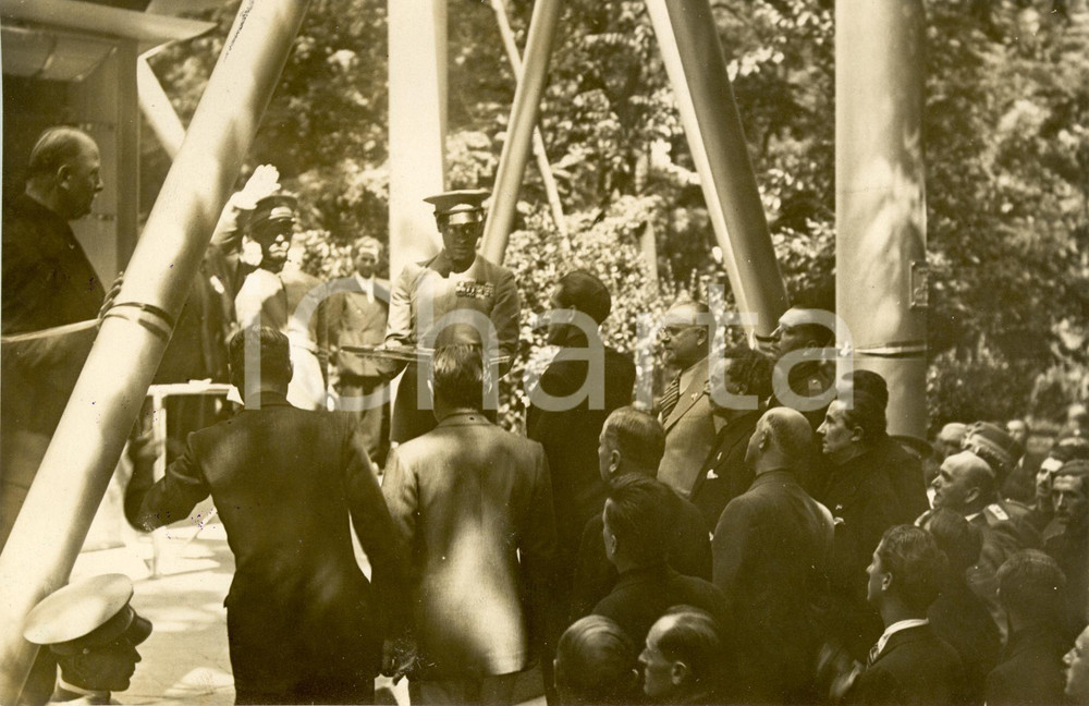 Fotografia d epoca originale 1933 MILANO Araldo di CROLLALANZA taglia nastro e inaugura Torre LITTORIA Foto 1