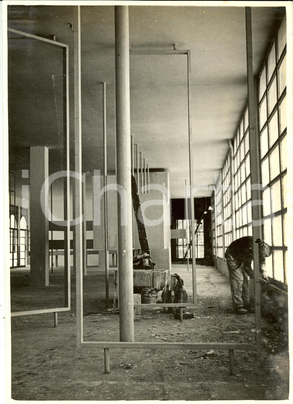 Fotografia d epoca originale 1940 MILANO Lavori al Palazzo DELL ARTE per la Mostra TRIENNALE Fotografia 1