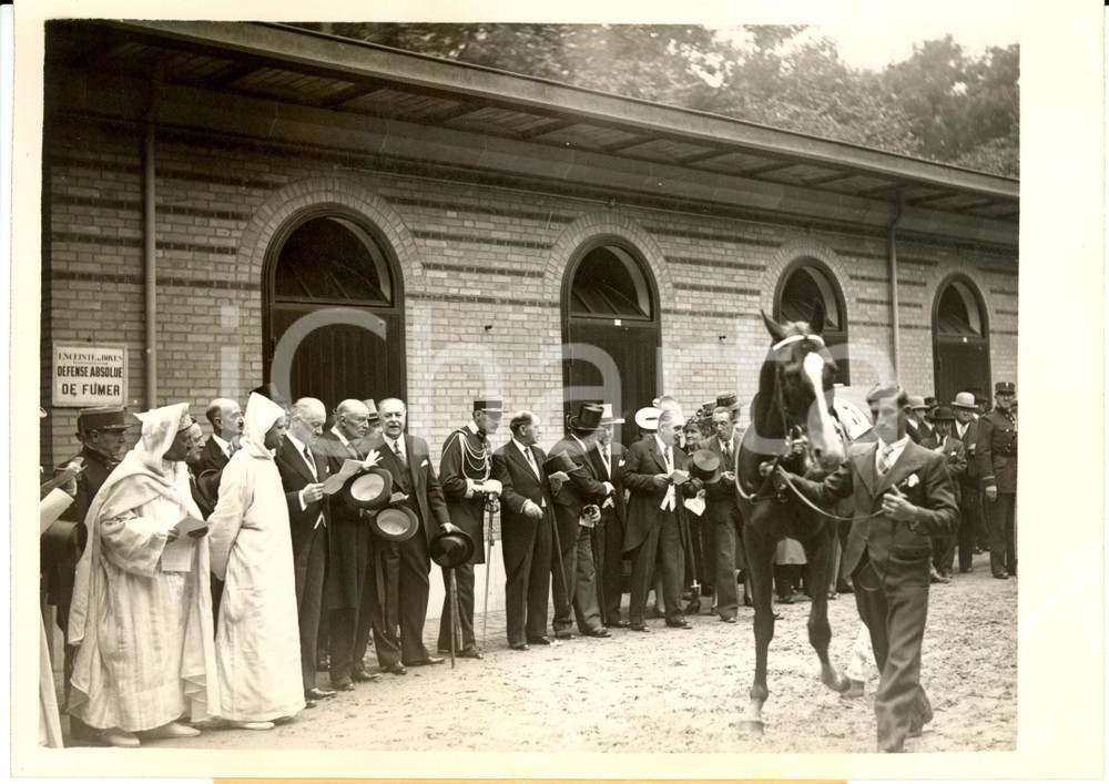 Fotografia d epoca originale 1939 FRANCE Hippisme Longchamp Albert LEBRUN Mohammed V cheval Grand Prix Paris 1