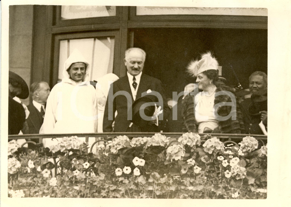 Fotografia d epoca originale 1939 FRANCE Longchamp  Albert LEBRUN et Mohammed V Grand Prix de Paris Photo 1