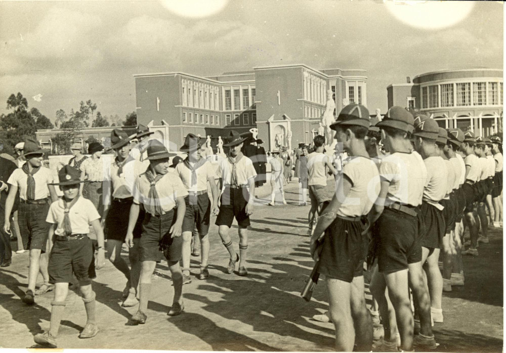 Fotografia d epoca originale 1936 ROMA Avanguardisti italiani e francesi  Campeggio SANDRO ITALICO MUSSOLINI 1