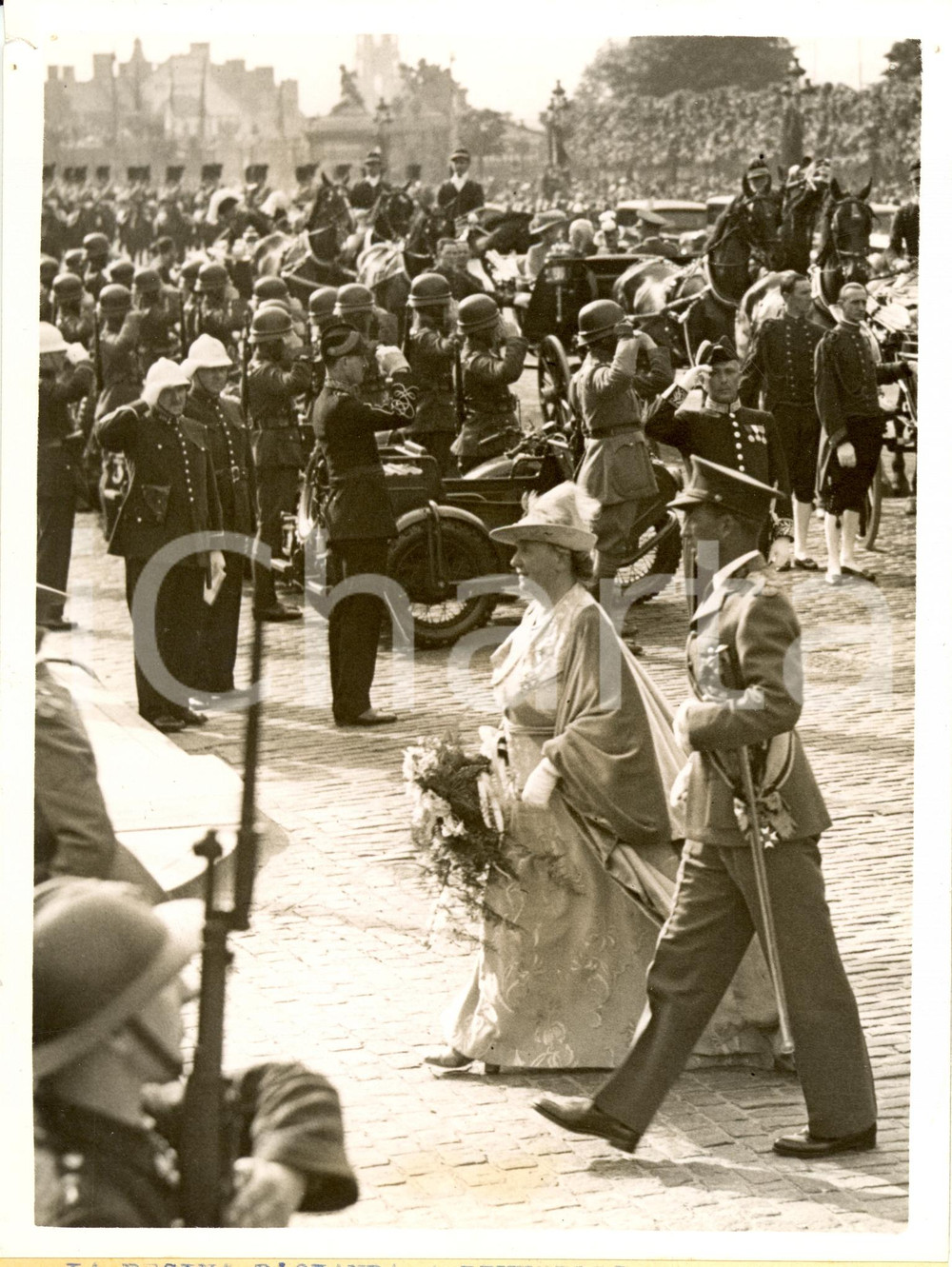 Fotografia d epoca originale 1939 BRUXELLES Regina Guglielmina dei PAESI BASSI e Re Leopoldo del BELGIO Foto 1
