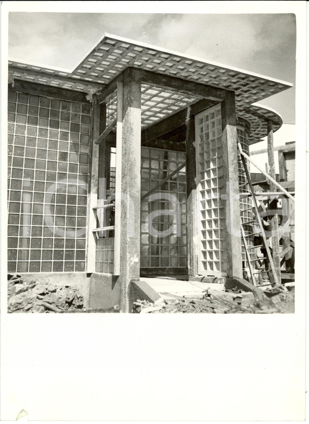 Fotografia d epoca originale 1938 MILANO Fiera Campionaria  Casa di cristallo in costruzione Fotografia 1